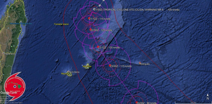 Cliquez sur l'image.Prévisions de trajectoire et d'intensité du JTWC(Navy US).