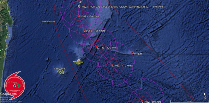 Cliquez sur l'image.Prévisions de trajectoire et d'intensité du JTWC(Navy US).