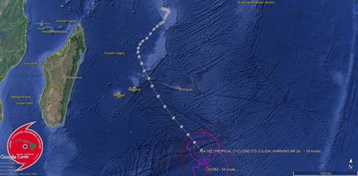 Cliquez sur l'image.Trajectoire complète du cyclone intense CILIDA. Cliquez sur l'image.Trajectoire complète du cyclone intense CILIDA.