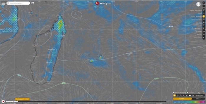 Simulation du modèle européen en fin d'après midi.