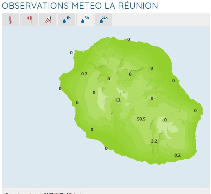 A 18h pluies en 3heures. Météo France Réunion.