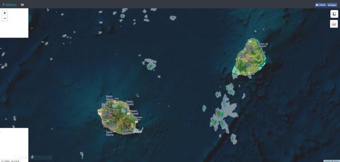 Même image radar mais avec un plan plus large. Meteoi.re