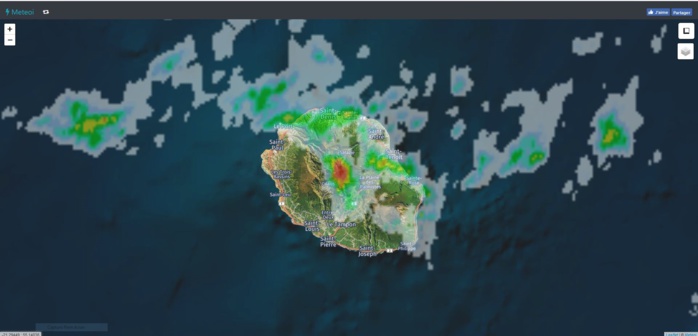 Image radar de 11h55. https://www.meteoi.re/ Image radar de 11h55. https://www.meteoi.re/