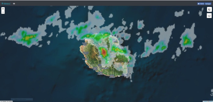 Image radar de 11h55. https://www.meteoi.re/
