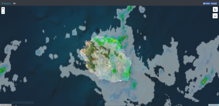 Image radar de 16h05. https://www.meteoi.re/ Image radar de 16h05. https://www.meteoi.re/