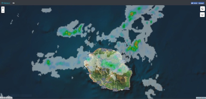 Image radar de 20h40. https://www.meteoi.re/ Image radar de 20h40. https://www.meteoi.re/