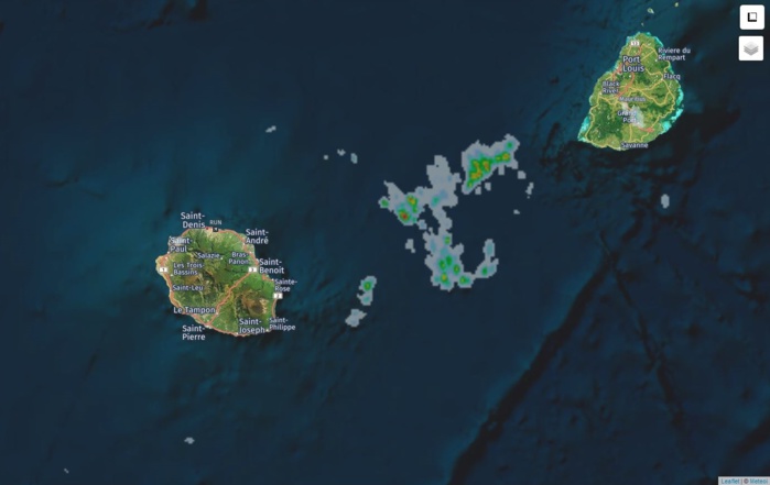Image radar de 18h00. https://www.meteoi.re/ Image radar de 18h00. https://www.meteoi.re/