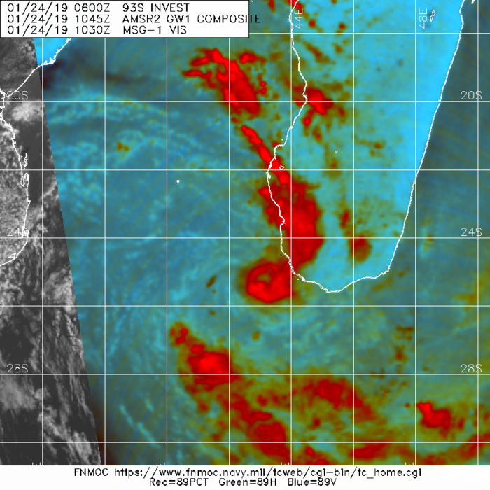 Image de 14h45. En moyenne altitude le système apparait compact et mieux organisé. Image de 14h45. En moyenne altitude le système apparait compact et mieux organisé.
