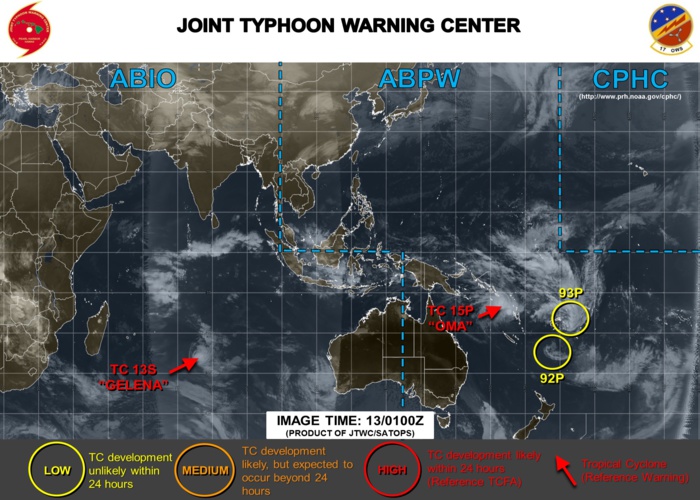 Cyclones: Sud Pacifique: 3 systèmes : mais OMA devrait avaler les deux autres ( VIDEO ) Cyclones: Sud Pacifique: 3 systèmes : mais OMA devrait avaler les deux autres ( VIDEO )