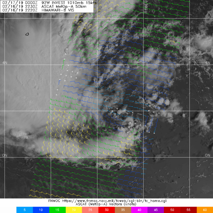 INVEST 92W: still LOW for the next 24hours, likely to develop gradually next week