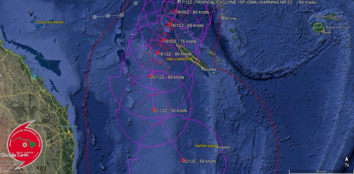 15UTC: TC OMA(15P) pushing slowly southward and forecast to intensify gradually after 24H.