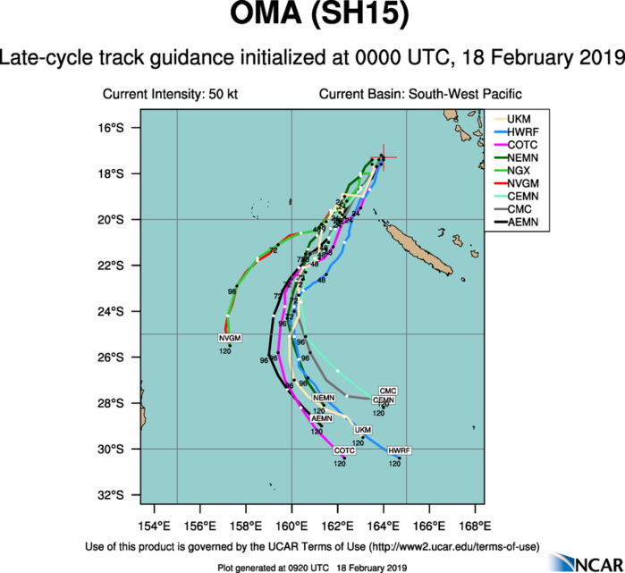 09UTC: OMA reduced to a 45knots cyclone, forecast to intensify gradually next 48hours