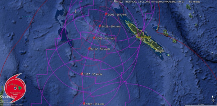 15UTC: OMA(15P): moving southwest and intensifying, approaching the Belep islands 15UTC: OMA(15P): moving southwest and intensifying, approaching the Belep islands