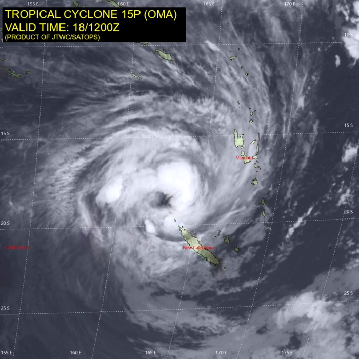 15UTC: OMA(15P): moving southwest and intensifying, approaching the Belep islands 15UTC: OMA(15P): moving southwest and intensifying, approaching the Belep islands