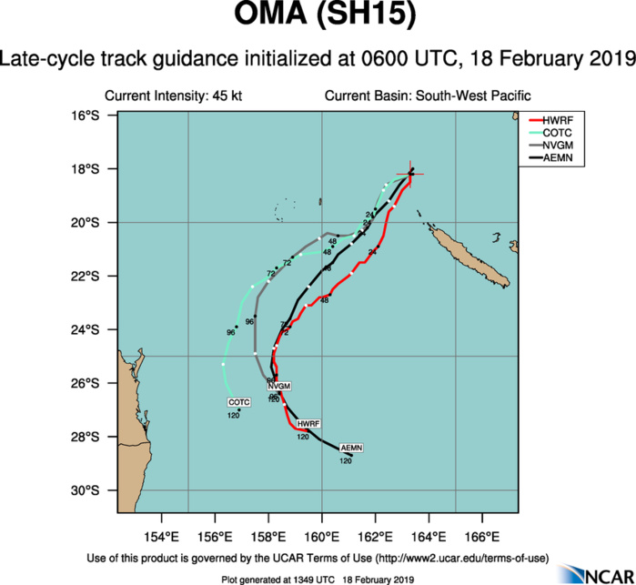 15UTC: OMA(15P): moving southwest and intensifying, approaching the Belep islands 15UTC: OMA(15P): moving southwest and intensifying, approaching the Belep islands