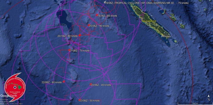 Cyclone OMA(15P) expected to peak as a CAT2 US within the next 24hours