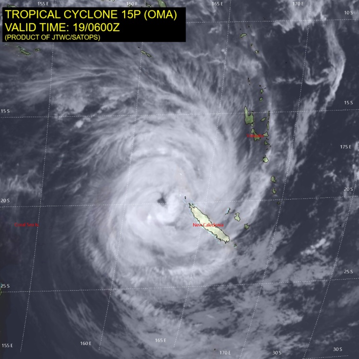 Cyclone OMA(15P) expected to peak as a CAT2 US within the next 24hours
