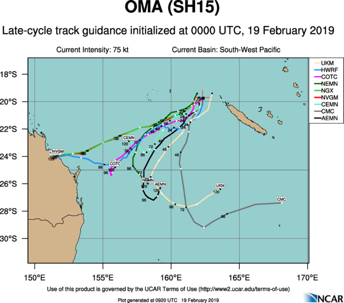 Cyclone OMA(15P) expected to peak as a CAT2 US within the next 24hours