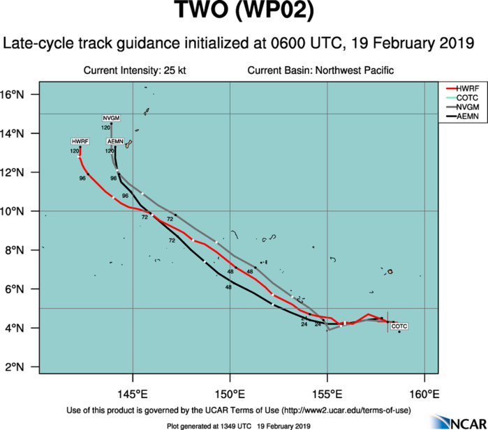 15UTC: TD 02W forecast to intensify rapidly to a Category 3 US in 3 days while approaching the Yap/Guam area 15UTC: TD 02W forecast to intensify rapidly to a Category 3 US in 3 days while approaching the Yap/Guam area