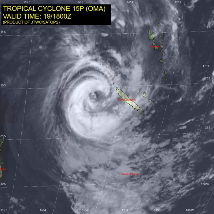21UTC: cyclone OMA(15P) Category 1 US, no longer expected to intensify
