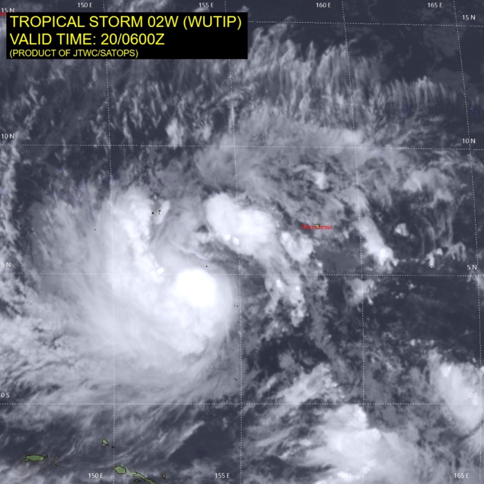 09UTC: WUTIP(02W) forecast to intensify rapidly to a CAT3 US in less than 3 days while approaching the Guam/Yap area