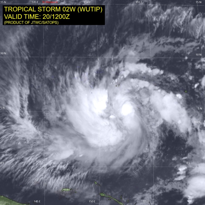 15UTC: WUTIP(02W) intensifying and forecast to reach CAT3 US in less than 2 days while approaching the Guam/Yap area