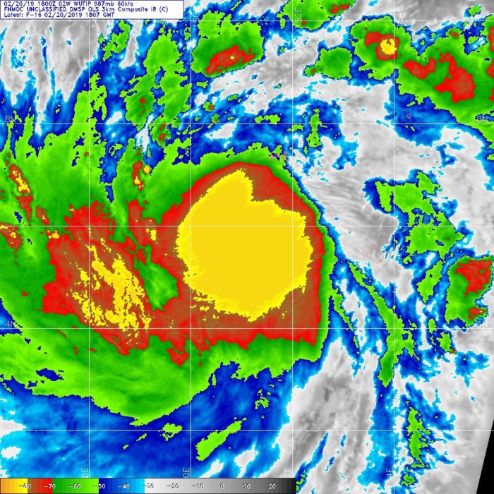 21UTC: WUTIP(02W) intensifying and forecast to reach CAT3 US in less than 2 days while approaching the Guam/Yap area