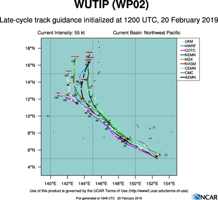 21UTC: WUTIP(02W) intensifying and forecast to reach CAT3 US in less than 2 days while approaching the Guam/Yap area