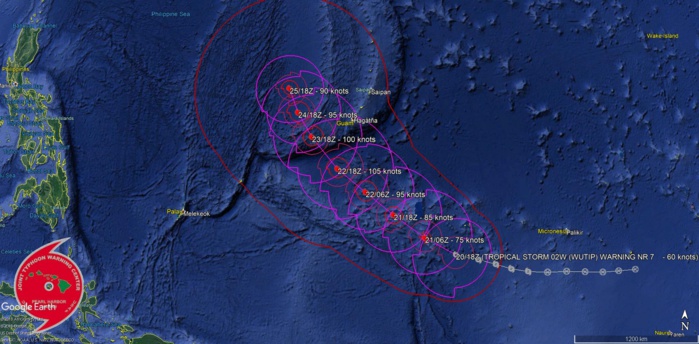 21UTC: WUTIP(02W) intensifying and forecast to reach CAT3 US in less than 2 days while approaching the Guam/Yap area 21UTC: WUTIP(02W) intensifying and forecast to reach CAT3 US in less than 2 days while approaching the Guam/Yap area
