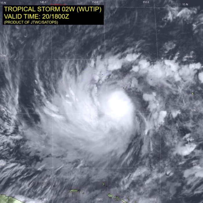 21UTC: WUTIP(02W) intensifying and forecast to reach CAT3 US in less than 2 days while approaching the Guam/Yap area