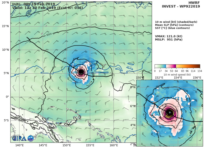 03UTC: WUTIP(02W) now a typhoon, forecast to reach Category 3 US in 36hours while approaching Guam