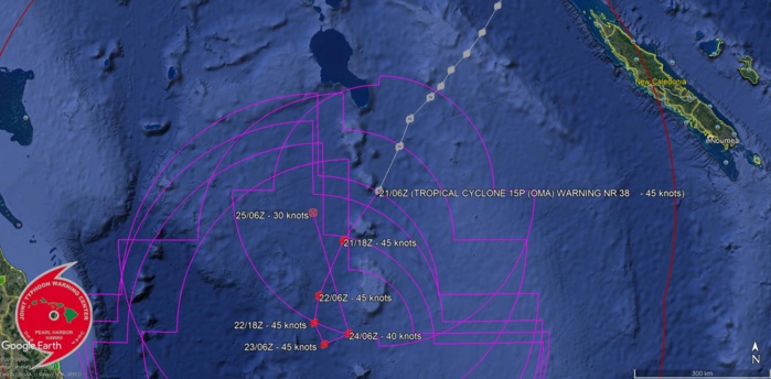 09UTC: cyclone OMA(15P): forecast to dissipate(below 35knots) in 4 days