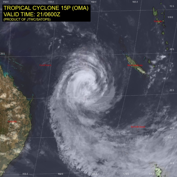 09UTC: cyclone OMA(15P): forecast to dissipate(below 35knots) in 4 days