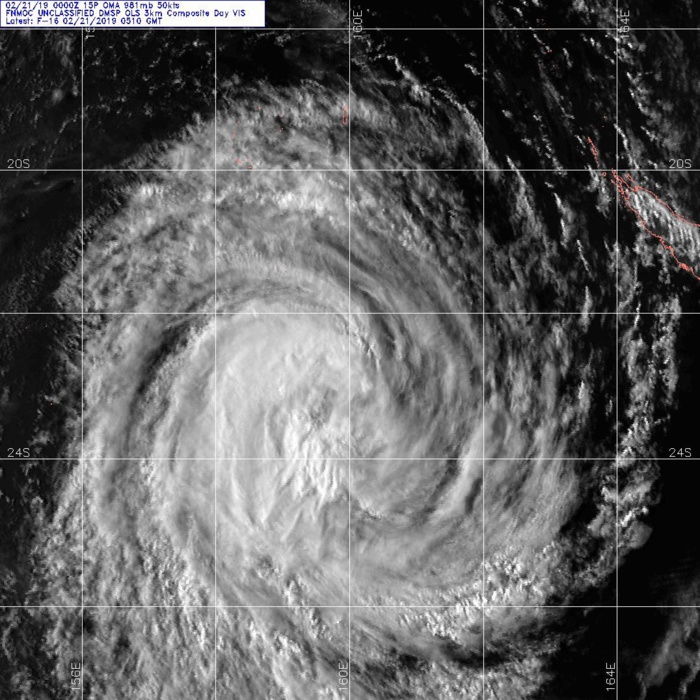 09UTC: cyclone OMA(15P): forecast to dissipate(below 35knots) in 4 days