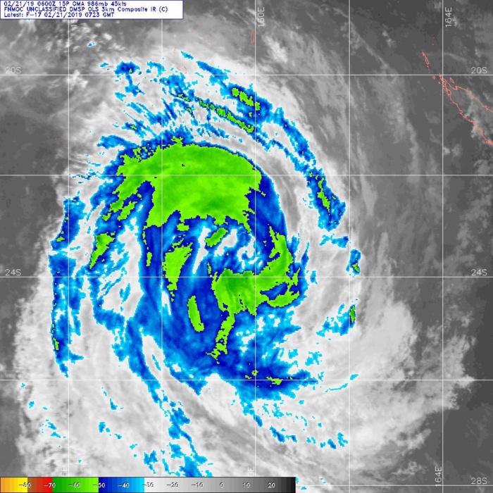 09UTC: cyclone OMA(15P): forecast to dissipate(below 35knots) in 4 days