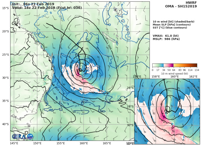 15UTC: cyclone OMA(15P): forecast to dissipate(below 35knots) in 3 days