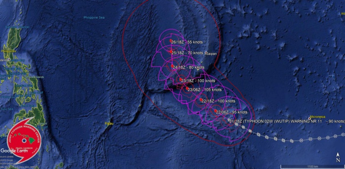 21UTC: typhoon Wutip(02W) Category 2 US, intensifying and approaching Guam area 21UTC: typhoon Wutip(02W) Category 2 US, intensifying and approaching Guam area