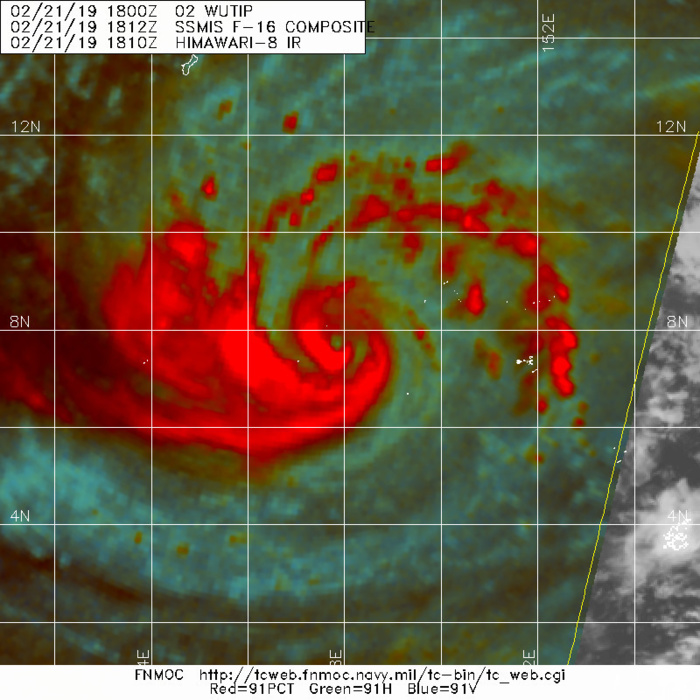 21UTC: typhoon Wutip(02W) Category 2 US, intensifying and approaching Guam area 21UTC: typhoon Wutip(02W) Category 2 US, intensifying and approaching Guam area
