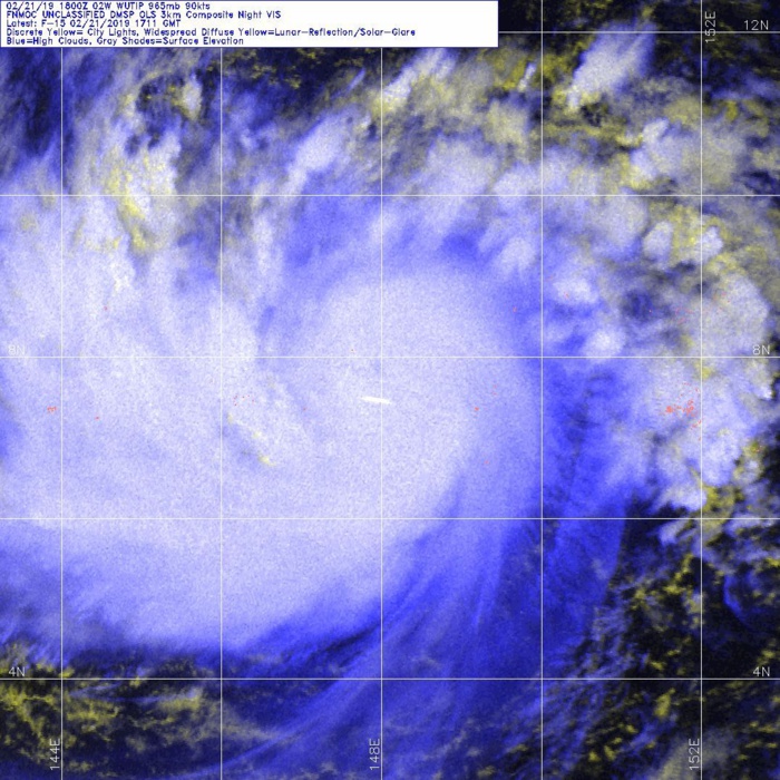 21UTC: typhoon Wutip(02W) Category 2 US, intensifying and approaching Guam area 21UTC: typhoon Wutip(02W) Category 2 US, intensifying and approaching Guam area