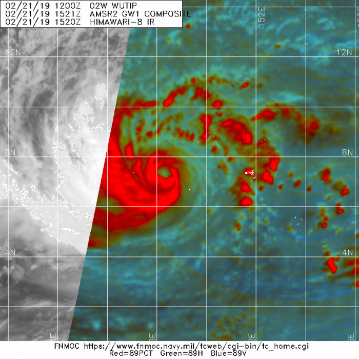 21UTC: typhoon Wutip(02W) Category 2 US, intensifying and approaching Guam area 21UTC: typhoon Wutip(02W) Category 2 US, intensifying and approaching Guam area