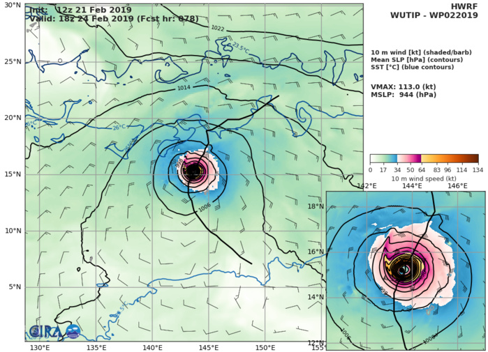 21UTC: typhoon Wutip(02W) Category 2 US, intensifying and approaching Guam area 21UTC: typhoon Wutip(02W) Category 2 US, intensifying and approaching Guam area