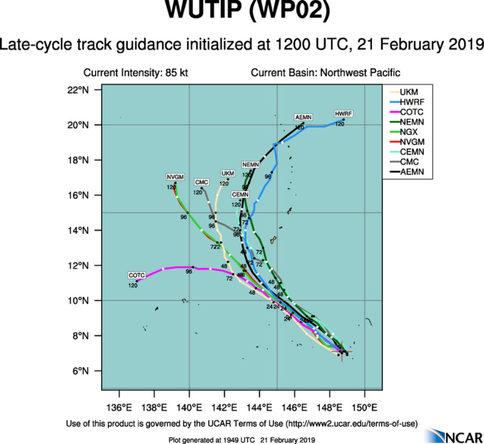 21UTC: typhoon Wutip(02W) Category 2 US, intensifying and approaching Guam area 21UTC: typhoon Wutip(02W) Category 2 US, intensifying and approaching Guam area