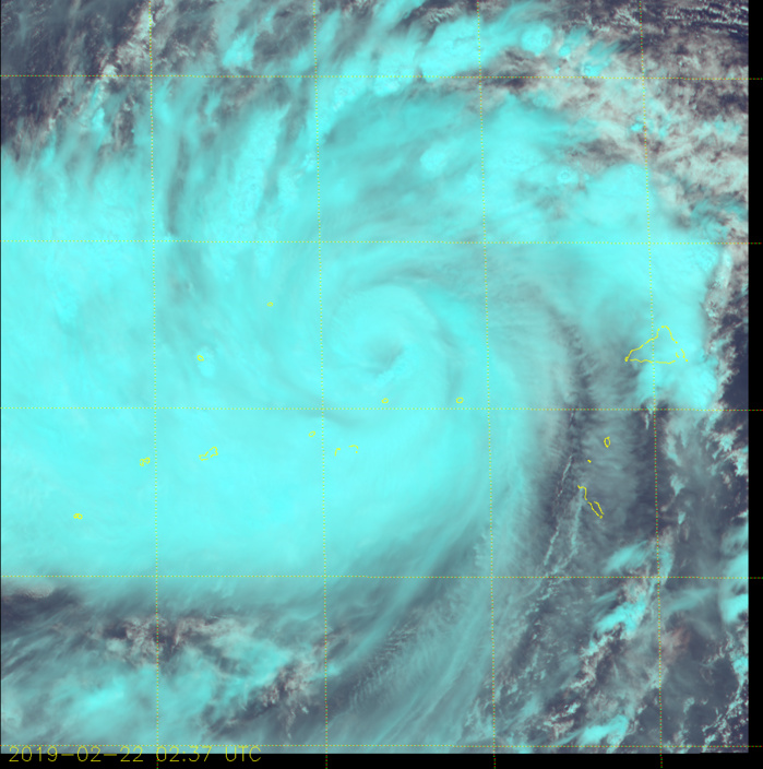 03UTC: typhoon Wutip(02W) Category 2 US, intensifying and approaching Guam area