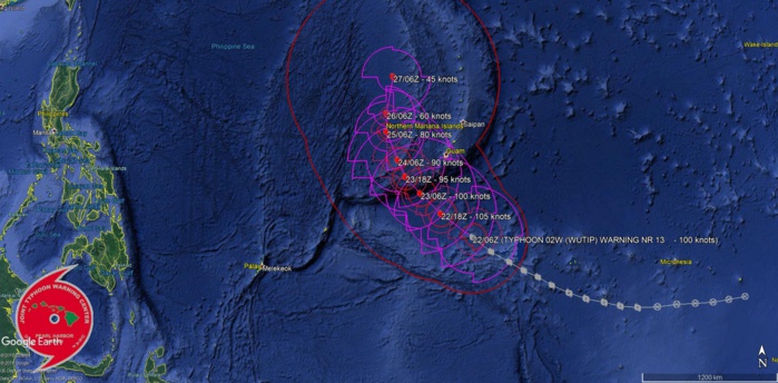 09UTC: typhoon Wutip(02W) is now a Category 3 US and is approaching the Guam area (VIDEO)
