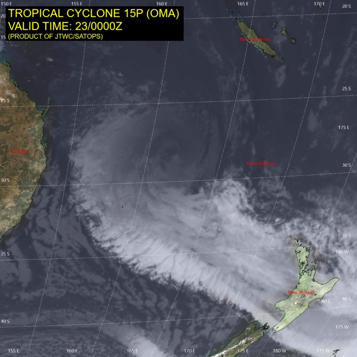 03UTC: cyclone OMA(15P): Final Warning, estimated peak intensity reached was 75knots (CAT1 US) 03UTC: cyclone OMA(15P): Final Warning, estimated peak intensity reached was 75knots (CAT1 US)