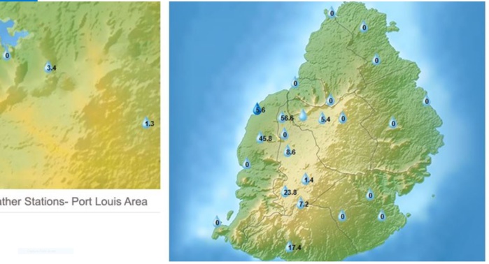 16h: pluies en 3h à Maurice, stations de MMS/Vacoas. Beau Bassin, Beaux Songes, Mare aux Vacoas, StFelix ont éte les plus arrosées.