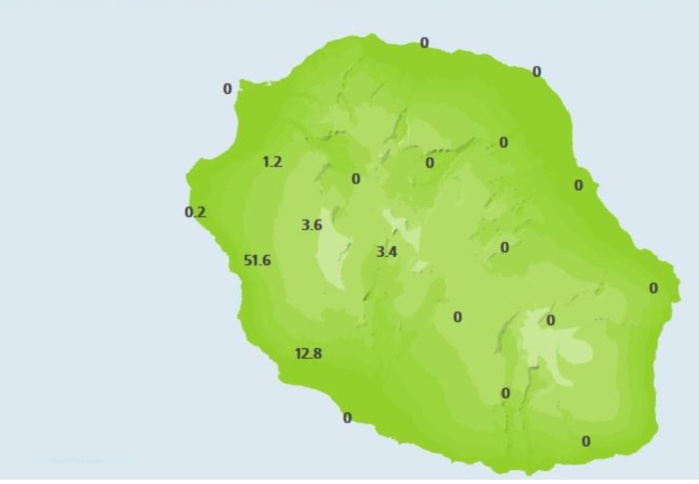 19h: pluies en 3h rapportées par les stations de Météo France Réunion. Colimaçons et Pont Mathruin s'illustrent. Il pleut encore un peu sur le sud ouest mais ça devrait se dégager.