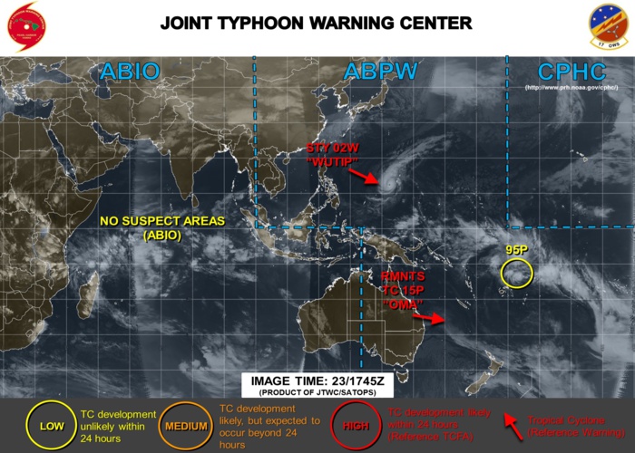 23UTC: South Pacific: Invest 95P north of Pago Pago may develop next few days 23UTC: South Pacific: Invest 95P north of Pago Pago may develop next few days