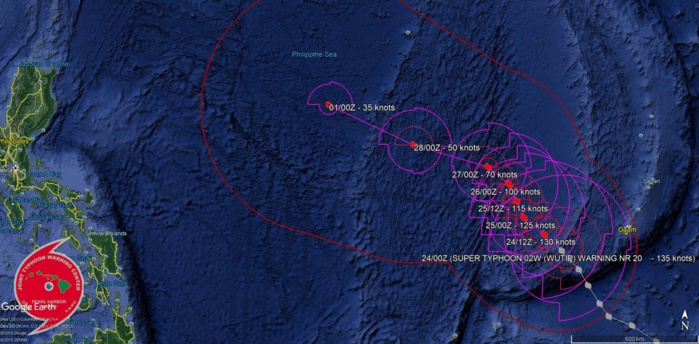 03UTC: Super Typhoon WUTIP(02W) has peaked and is forecast to weaken next 5 days 03UTC: Super Typhoon WUTIP(02W) has peaked and is forecast to weaken next 5 days