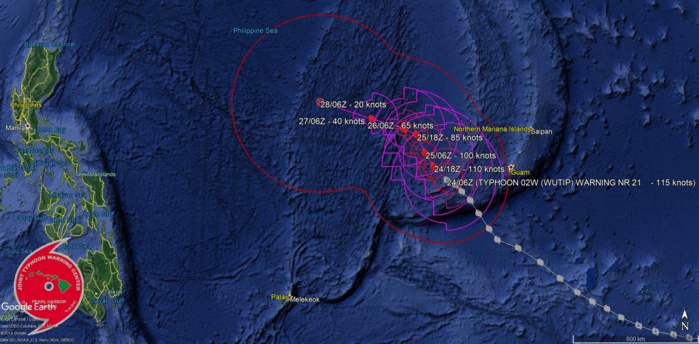 09UTC: Typhoon WUTIP(02W) is weakening, more rapidly after 24hours and remaining away from any land 09UTC: Typhoon WUTIP(02W) is weakening, more rapidly after 24hours and remaining away from any land